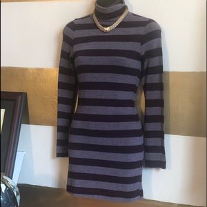 Forever 21 purple strip turtleneck mini dress.